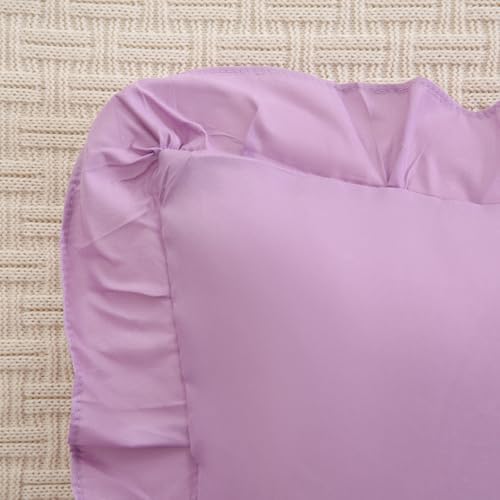 Merryword Lavender Purple Pillowcases King Size Ruffled Pillow Shams Set of 2 - Image 5