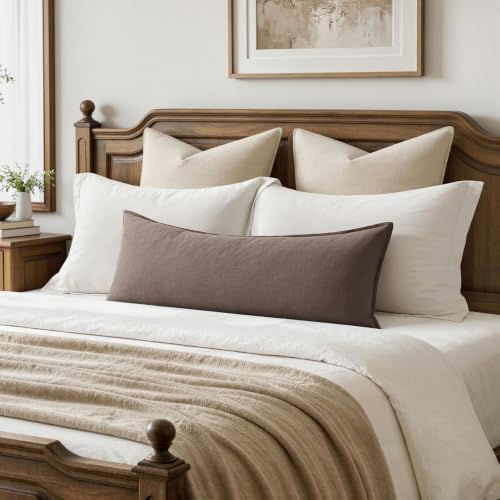 MIULEE Decorative Linen Lumbar Pillow Cover 14x36 Inch Malt Ball - Image 2
