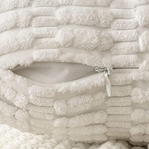 MIULEE Corduroy Decorative Throw Pillow Covers 16x16 Pure White Pack of 2 - Image 3