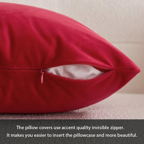 MIULEE Velvet Throw Pillow Covers 22x22 Inch Pack of 2 Red - Image 5