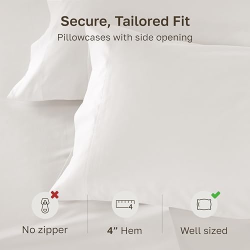California Design Den 600 TC Set of 2 King Size Pillowcases, True Ivory - Image 4