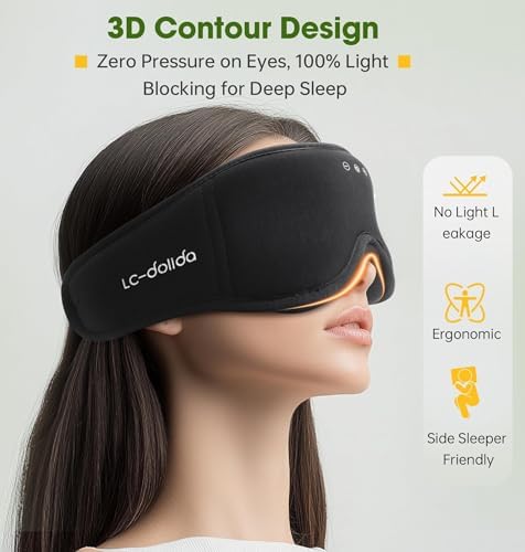 BambooCotton 3D Bluetooth Sleep Mask, LC-dolida 2026 New Sleep Headphones - Image 3