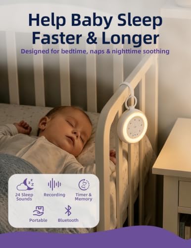 Portable Baby Sound Machine, 24 Sleep Sounds, Voice Recording & Night Light - Image 7