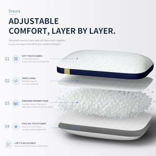King Size Pillows Set of 2, Cooling Shredded Memory Foam Pillows - Image 4