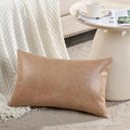 Fancy Homi Tan Long Lumbar Faux Leather Body Decorative Throw Pillow Cover by Fancy+Homi