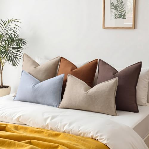 decorUhome Fall Sky Blue Linen Throw Pillow Covers 22x22 Set of 2 - Image 6