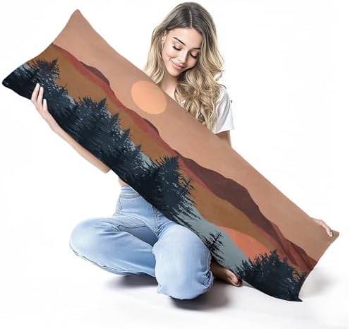 Boho Sun Mountain 20x54 Body Pillow Cover Case, Mid Century Modern Sun Mountain - Image 6