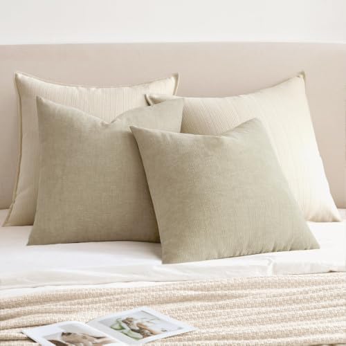 MIULEE Light Taupe Chenille Couch Throw Pillow Covers - Image 5