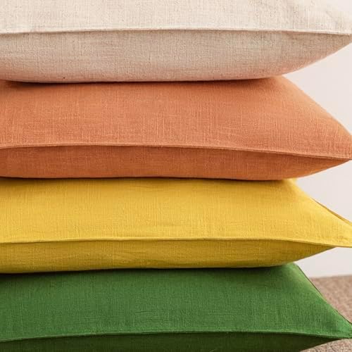 Foindtower Linen Solid Decorative Throw Pillow Covers 18x18 Dusty Orange - Image 7