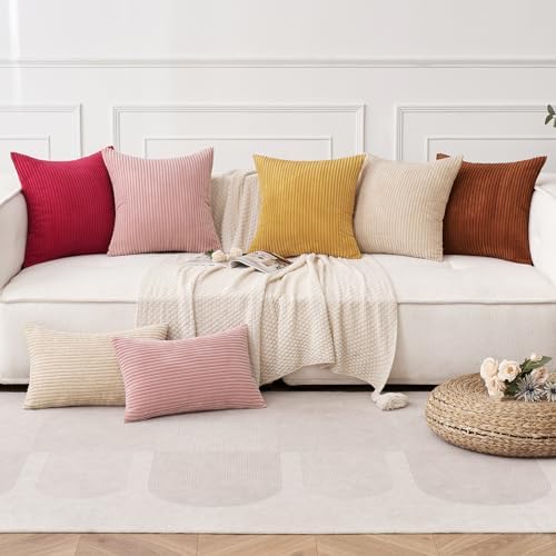 MIULEE Fall Decorative Corduroy Throw Pillow Covers Set of 2 20x20 Gold - Image 3