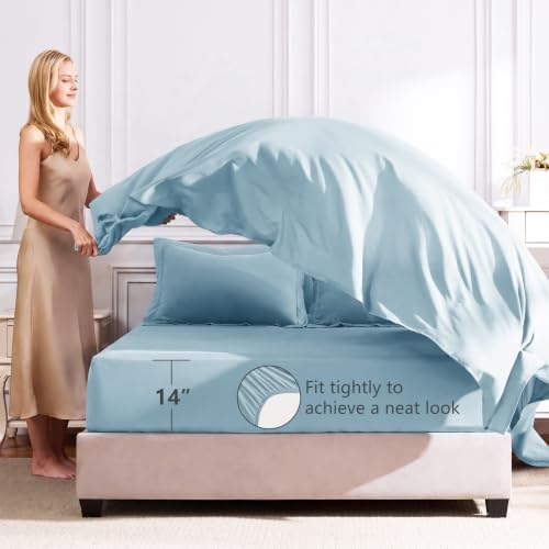 CozyLux Twin XL Comforter Set 68"x88" Light Blue - Image 5