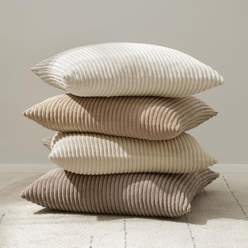 MIULEE Lumbar Soft Corduroy Throw Pillow Covers Set of 2 12x20 Cream White - Image 6