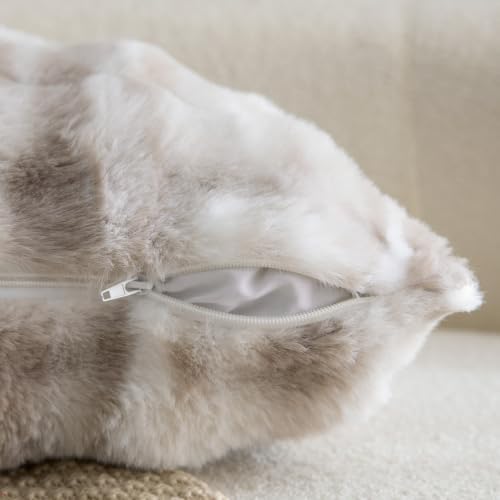 MADIZZ Pack of 2 Thick Plush Faux Wool Throw Pillow Covers Soft Boho Throw - Image 3