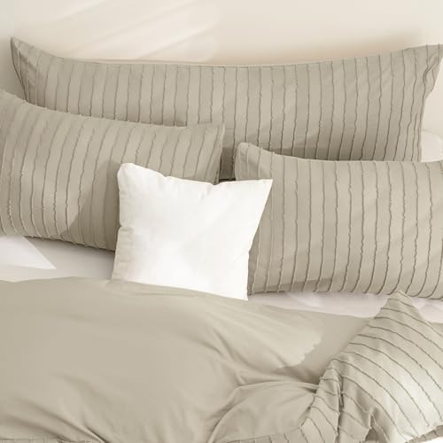 JELLYMONI Khaki Striped Tufted Pillowcases Body Size 20" x54" - Image 7