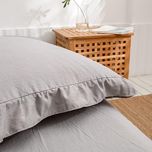 Merryword Cute Pillowcases Light Gray Pillow Shams Gray Ruffle Standard - Image 5