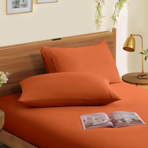 Horbaunal Microfiber Pillowcases Queen Size, Burnt Orange, 2 Pack - Image 3