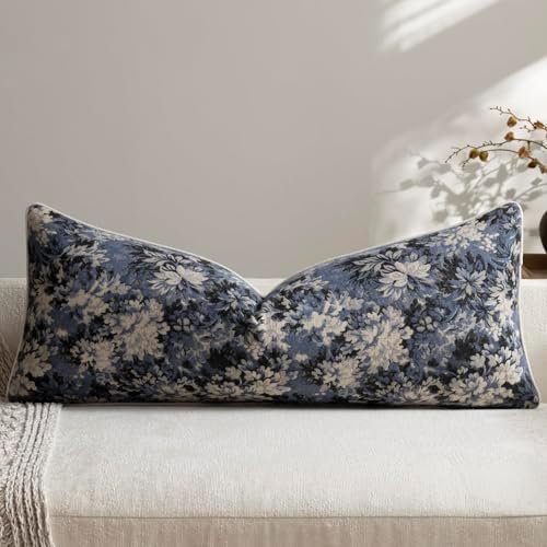 DEZENE Pack of 1 Vintage Floral Lumbar Pillow Covers 14x36 Boho Farmhouse by DEZENE