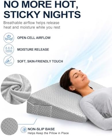 Wedge Pillow for Sleeping, 7.5" Memory Foam Bed Wedge for Back and Leg Use - Image 5