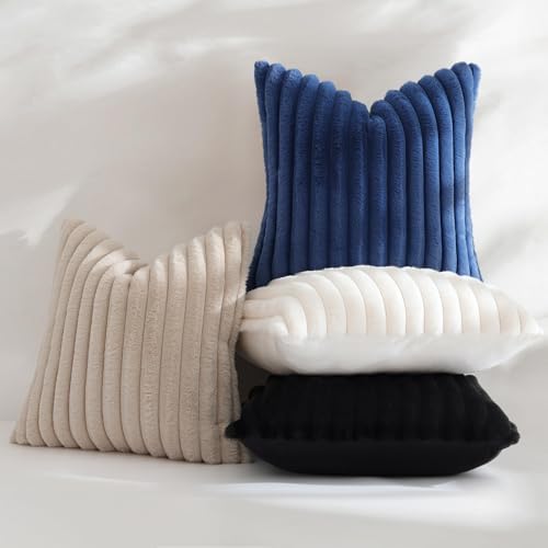 decorUhome Fall Faux Fur Throw Pillow Covers 22x22 Set of 2 Black - Image 5