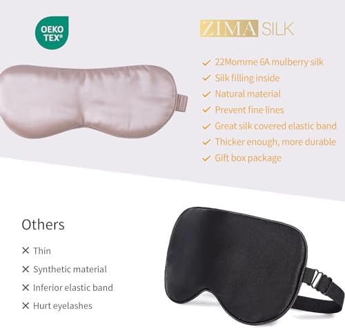 ZIMASILK 100% 22 Momme Pure Mulberry Silk Sleep Mask, Filled - Image 5