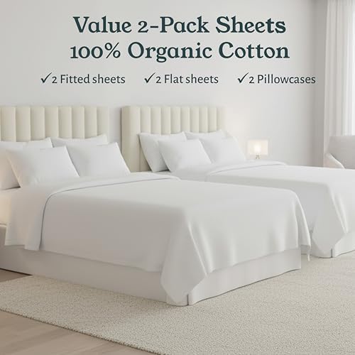 California Design Den 2 Pack 100% Organic Cotton Twin Size Sheets Set - Image 3