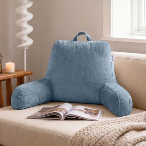 Memory Foam Reading Pillow for Sitting in Bed, Dusty Blue - Image 2