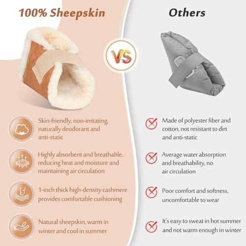 Sheepskin Heel Protector for Bed Sores – Lambswool Foot Cushion Booties for - Image 5