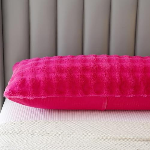 JAUXIO Fluffy Faux Fur Body Pillow Cover, Hot Pink, 21 x 54 Inches - Image 5
