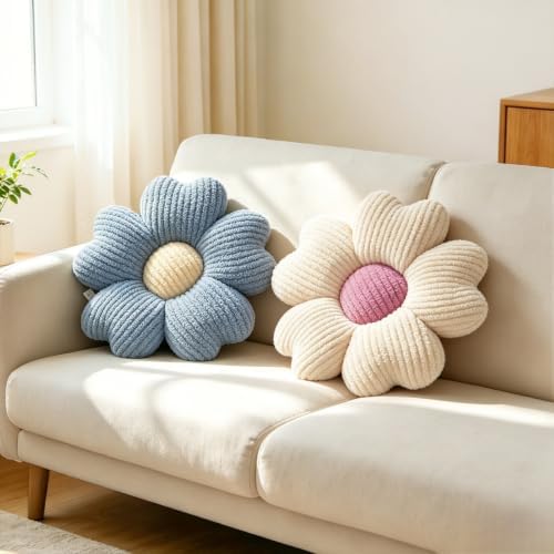 2 Pcs Flower Pillow 15'' Decorative Throw Pillows - Image 2