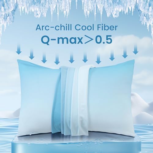 LUXEAR 2 Pack Cooling Pillow Cases, Gradient Light Blue - Image 3