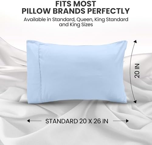 Pillow Covers Standard Set of 4, Soft and Comfy Pillow Cases, Ice Blue - Image 2
