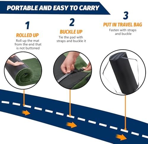 CYMULA Memory Foam Camping Mattress Pad, Sleeping Mat, Portable Roll Up Mattress - Image 5