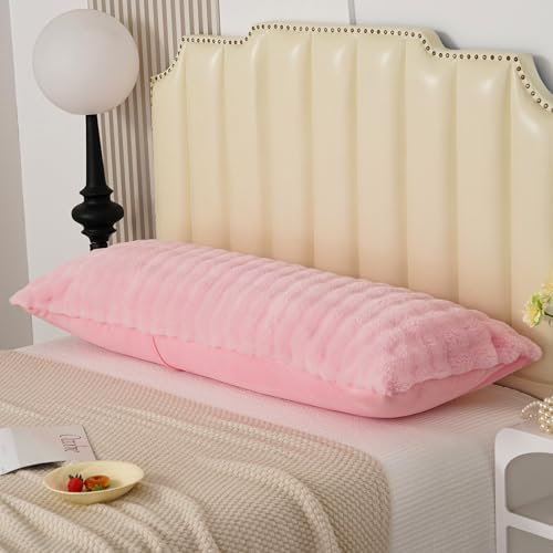 Fluffy Faux Fur Body Pillowcase, Luxury Bubble Waffle Carved Plush Long Size - Image 5
