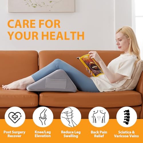 Ruqmuis Knee Pillow for Back Sleeping, 8” Knee Wedge Pillow to Elevate Knee - Image 4