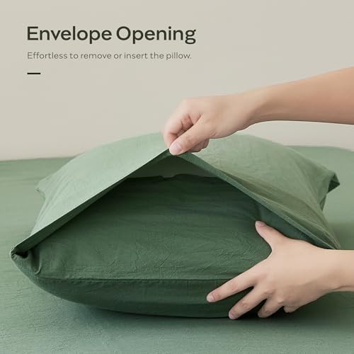 JELLYMONI 100% Washed Cotton Pillowcases, Envelope Closure 2-Pack - Image 5