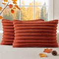 decorUhome Fall Faux Fur Throw Pillow Covers 12x20 Set of 2 Rust by decorUhome