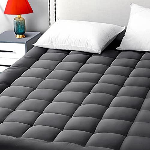 EASELAND Twin Size Mattress Pad Pillow Top Mattress Topper Single Dark Grey by EASELAND