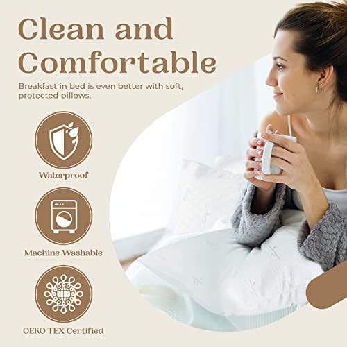FeelAtHome Bamboo Cooling King Pillow Cover, Waterproof Zippered Case - Image 3
