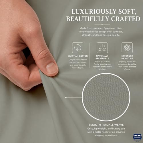 Cottingon 4 PC Olympic Queen Sheets, Egyptian Cotton, Light Grey - Image 6