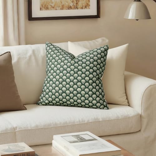 MIULEE Floral Print Decorative Euro Pillow Covers 22x22 Forest Green - Image 2