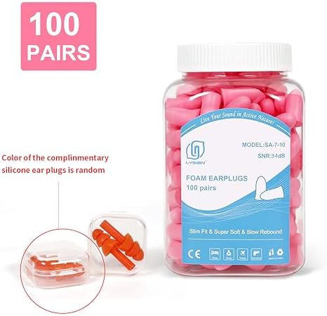 LYSIAN 35dB SNR Slim Foam Ear Plugs, Small Ear Canals, 100 Pairs - Image 2