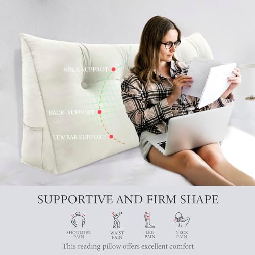 Bed Wedge Headboard Pillow Queen Bedrest Reading Pillow - Image 2