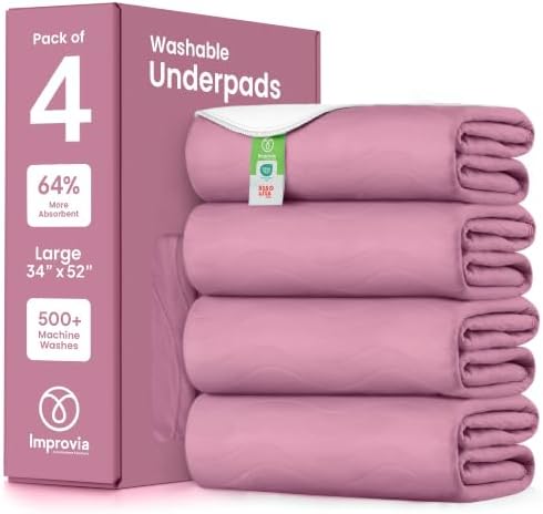 IMPROVIA® Washable Underpads, Heavy Absorbency Reusable Incontinence Pads by IMPROVIA