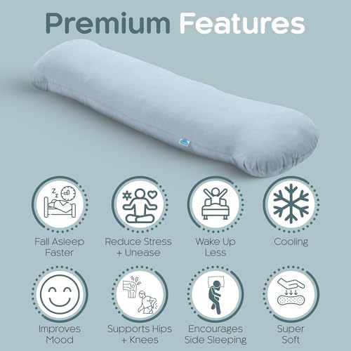 SleepCloud Weighted Body Pillow 8lbs, Cooling Tencel Cover, 48” x 14” XL - Image 3
