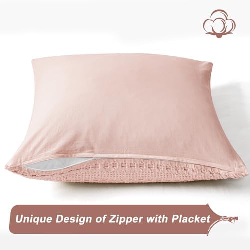 PHF 100% Cotton Waffle Weave Pillow Covers 24" x 24", 2 Pack Luxury Square Shell - Image 4