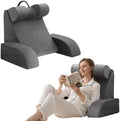 19" Reading Pillow for Bed Grey, Flip Headrest and Back Support by Velorose