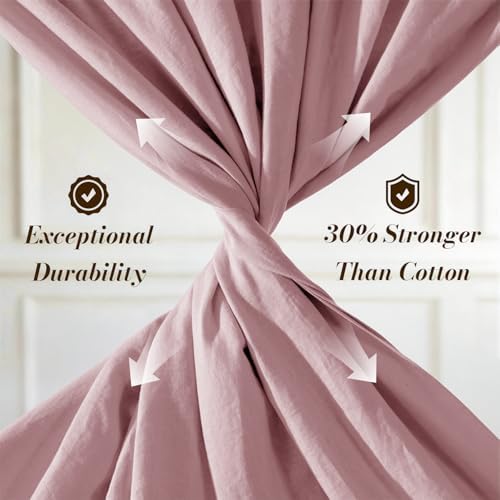 SONORO KATE 100% French Linen Queen Size Sheets Set, Natural Flax Bedding - Image 4