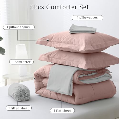 JOLLYVOGUE Twin Comforter Set, Ultra-Soft Bed in a Bag Twin Size 5 Pieces - Image 5