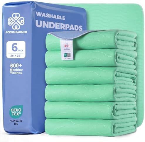 Accompagner Incontinence Bed Pads Washable Waterproof, Ultra-Absorbent Reusable by Accompagner