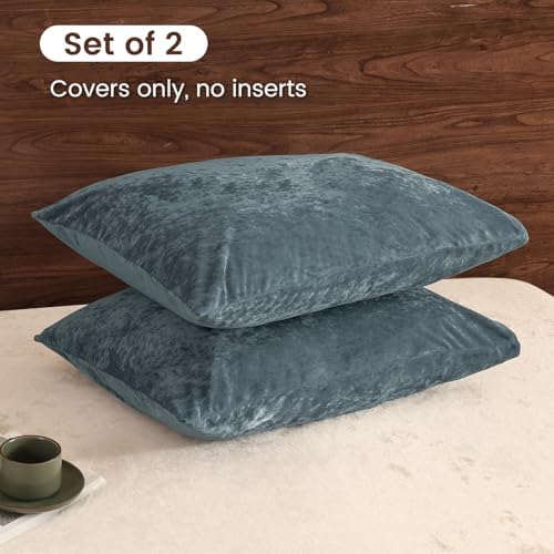 PHF Truly Velvet Pillowcases Standard Size 20"x26", Stormy Blue, No Insert - Image 3
